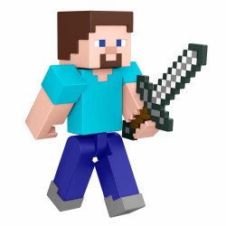 Figura mattel minecraft steve con accesorios